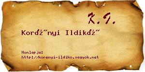 Korényi Ildikó névjegykártya